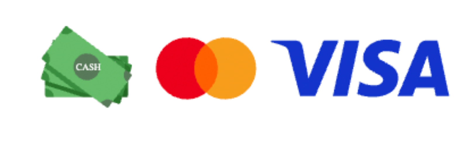 Cash, Mastercard and Visa